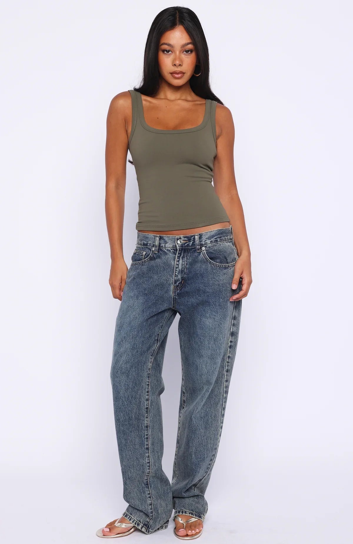 Chill Vibes Tank Top Khaki