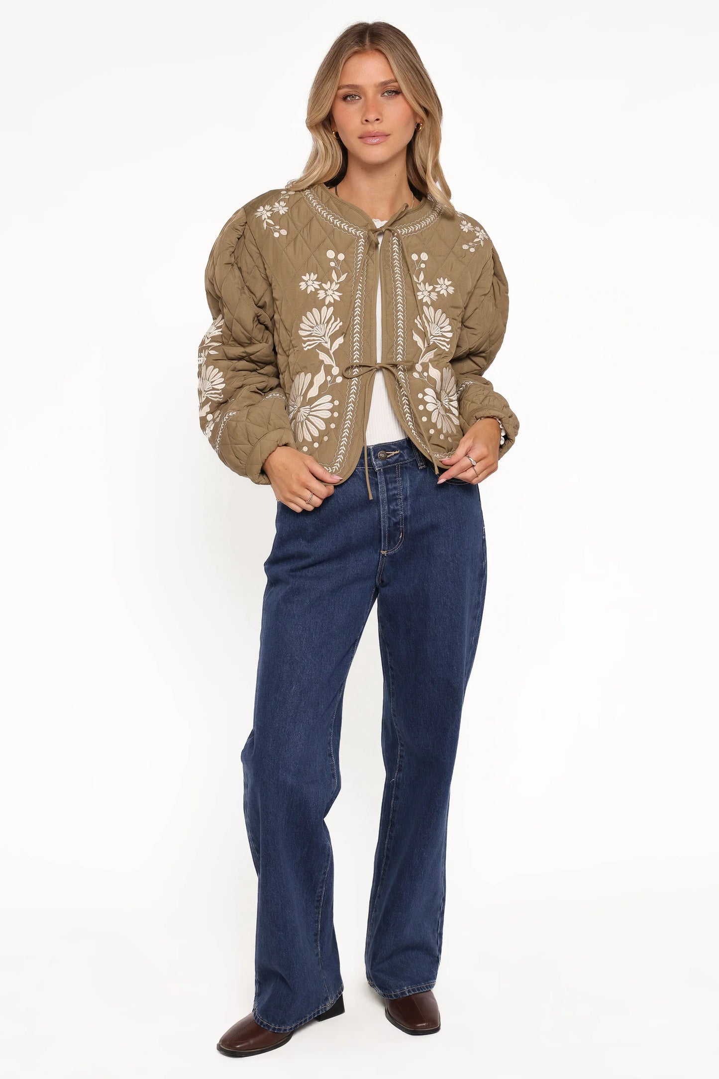 Vako Quilted Embroidered Jacket Olive
