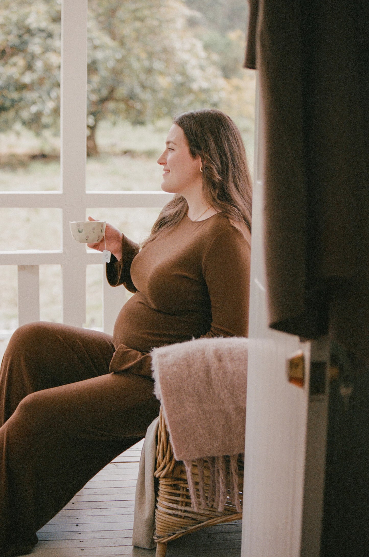 Selly Knitted Pant Set Brown
