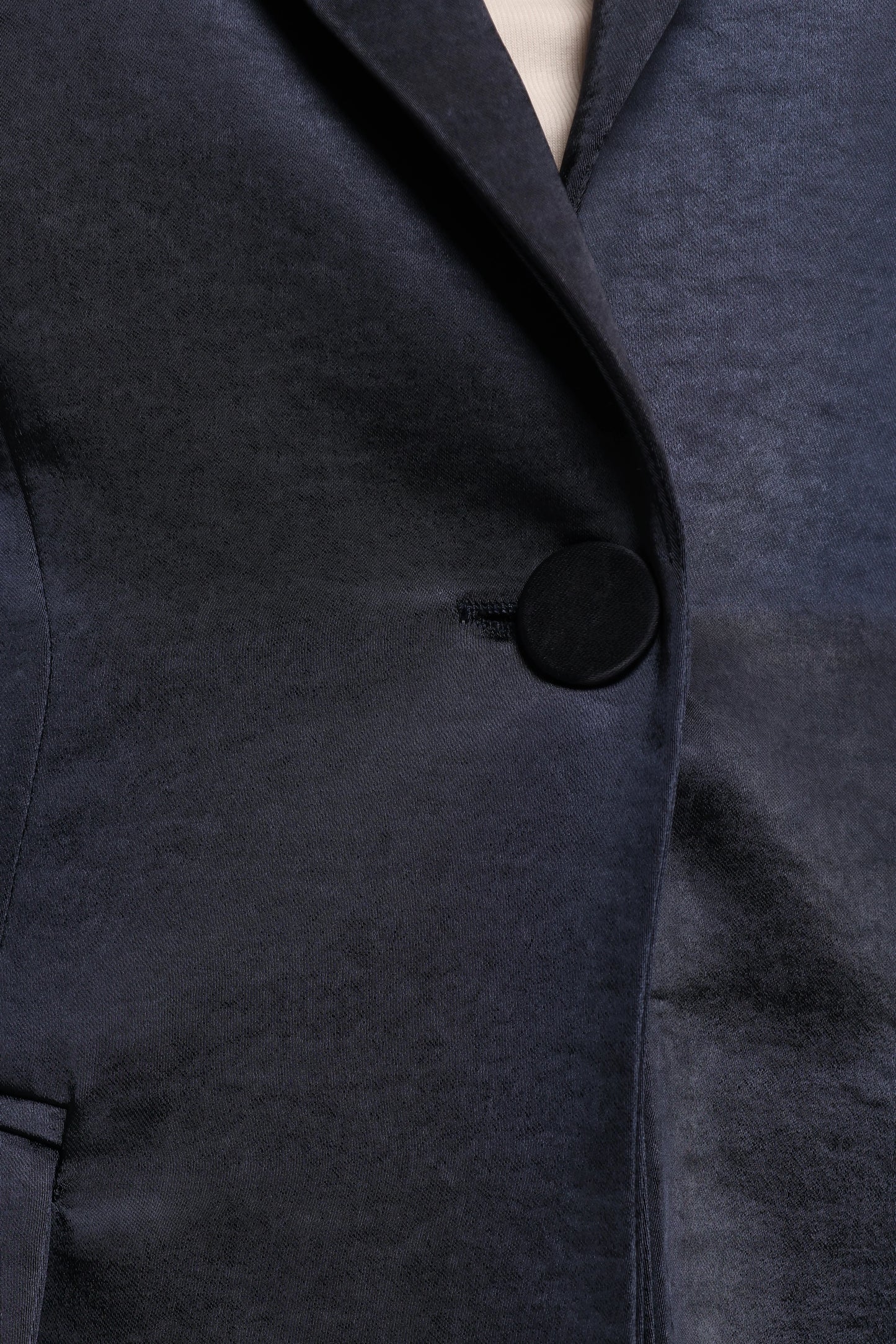 Williams Single Button Matte Satin Blazer Navy