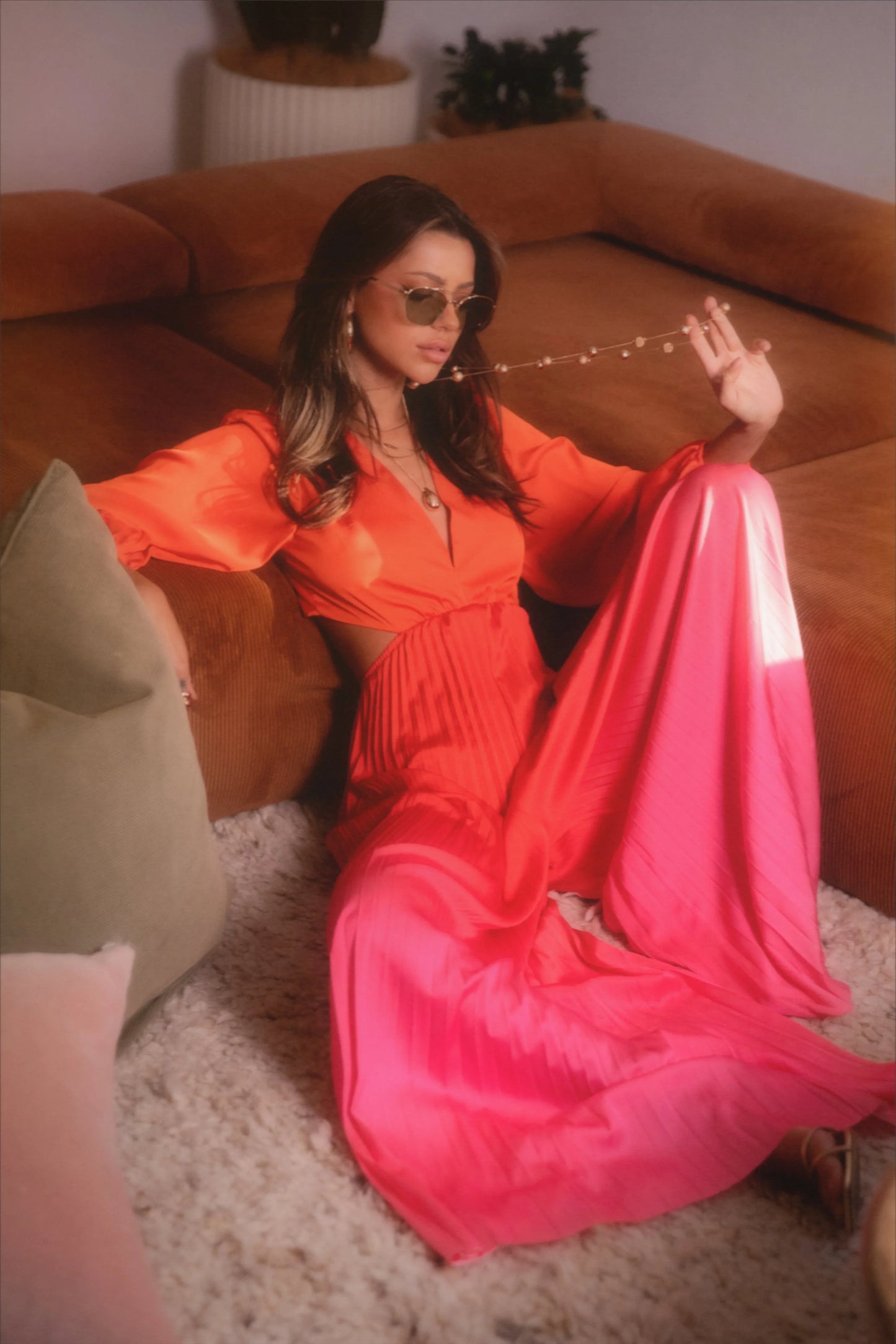 Krista Gradient Jumpsuit Red