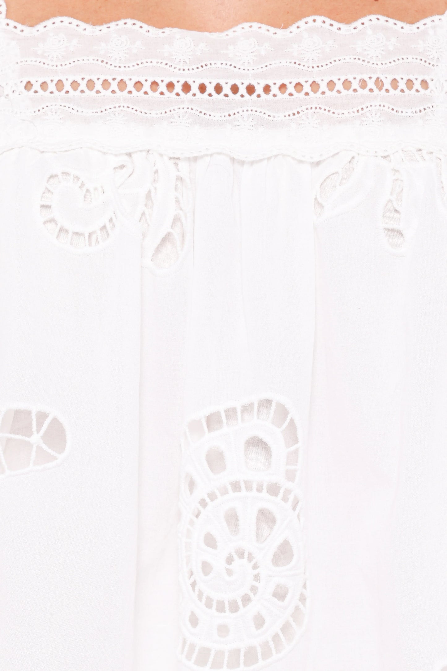 Aideen Eyelet Top White Shell