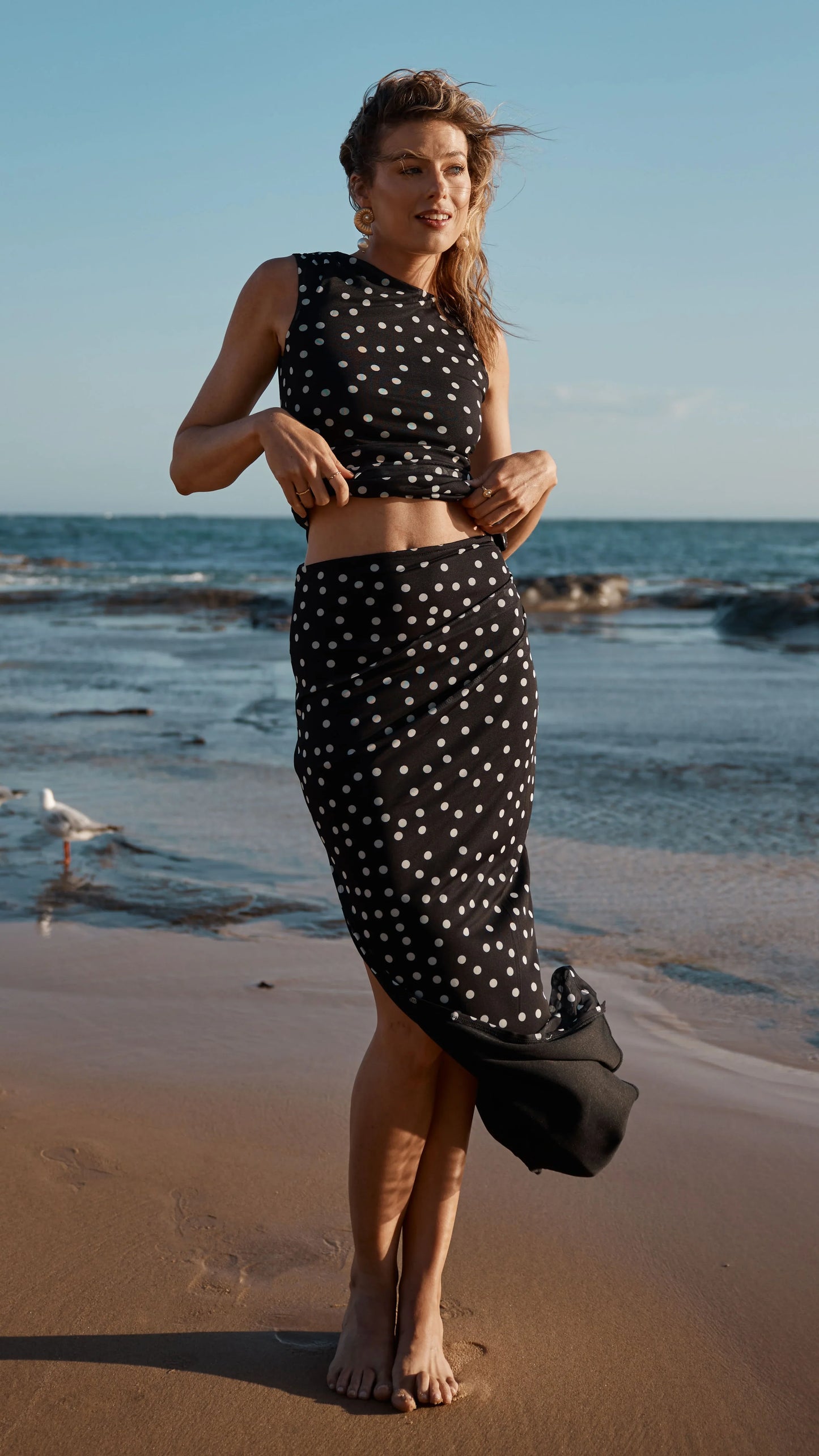 Janika Maxi Skirt Black White Polka Dot