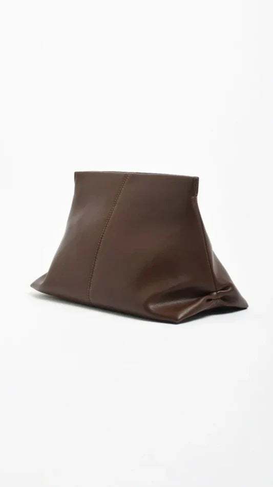 Semi Structured Fold Over Clutch Chocolate