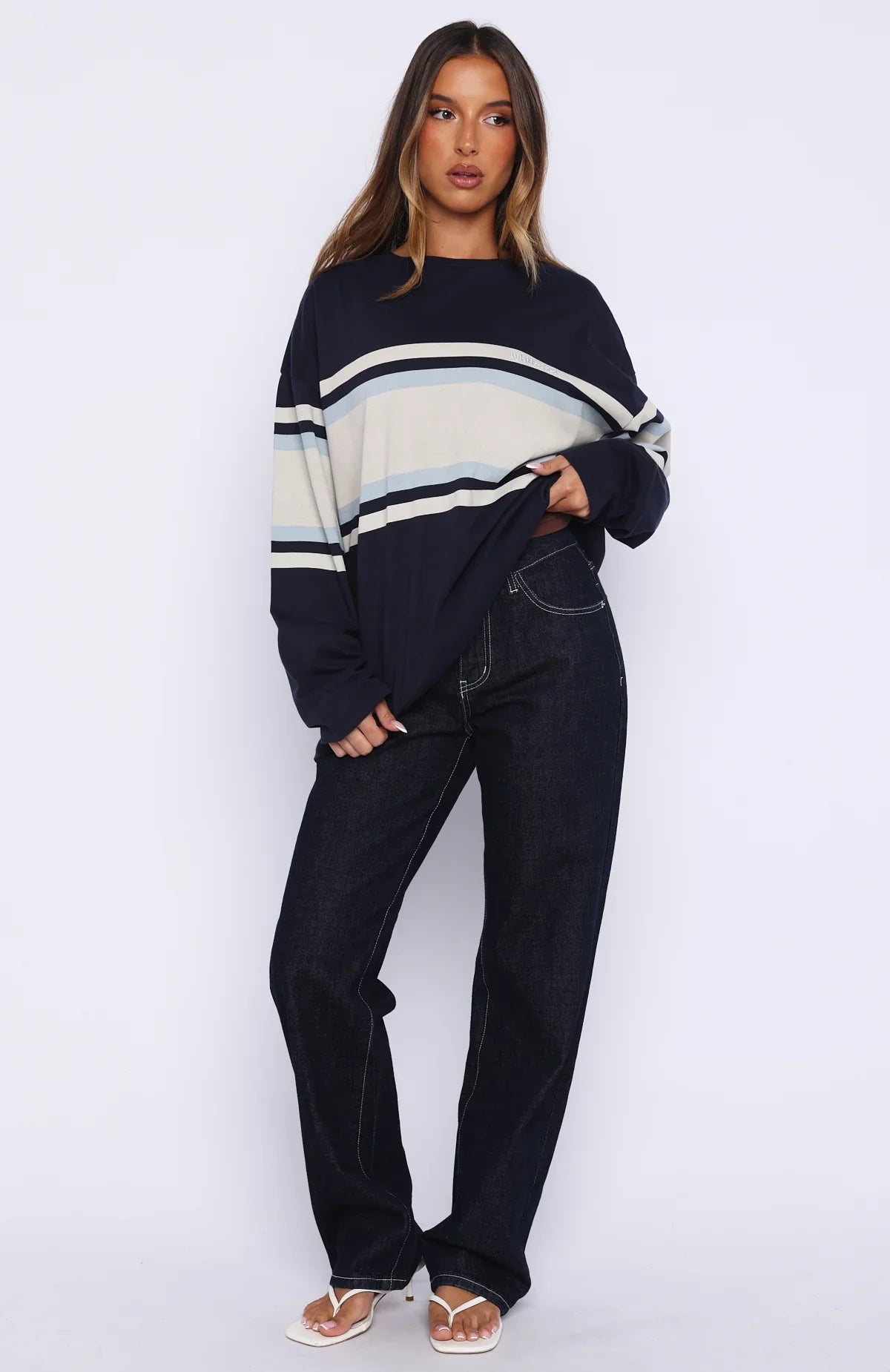 Too Cool For You Oversized Long Sleeve Tee Navy