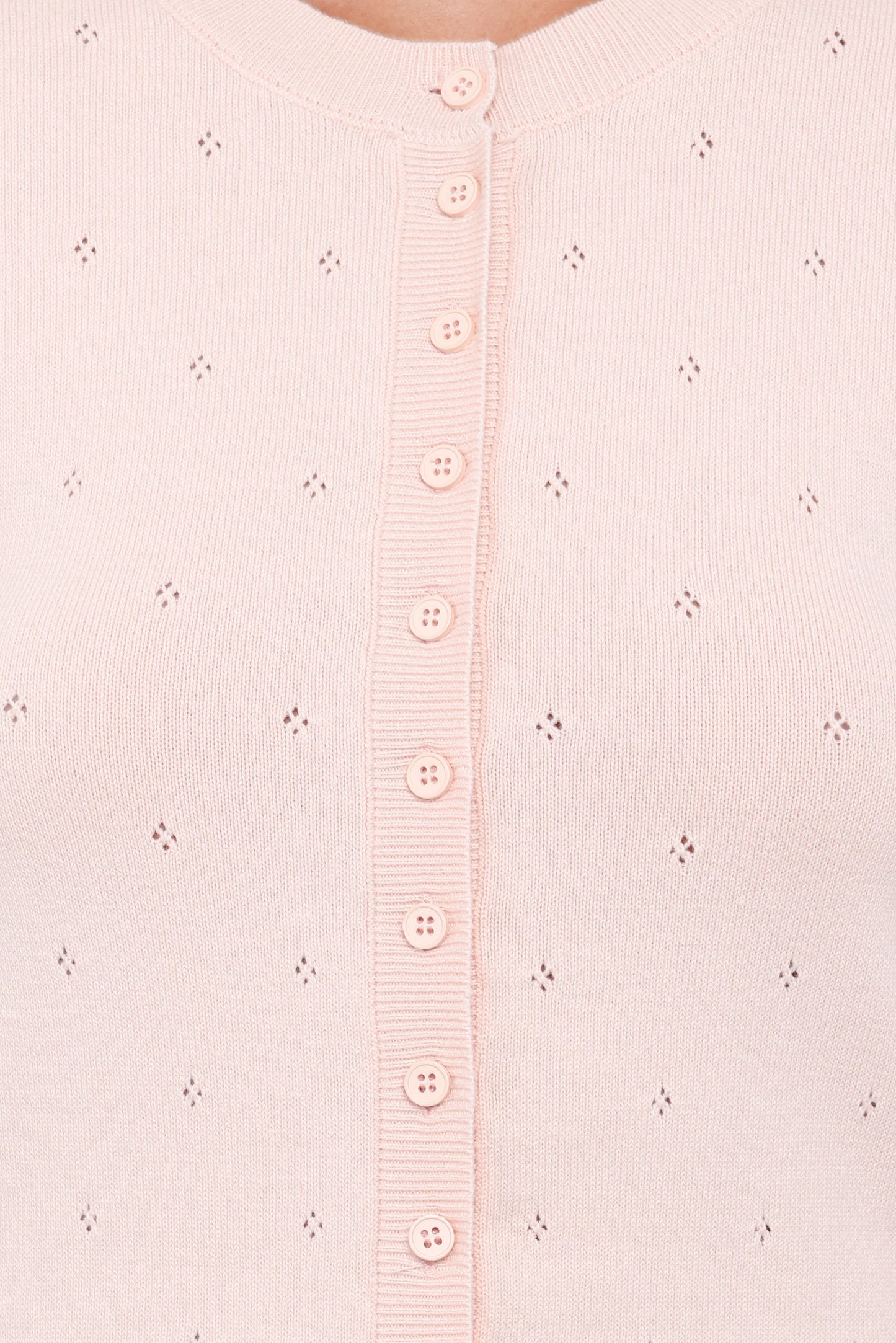 Monae Pointelle Button Up Top Pink
