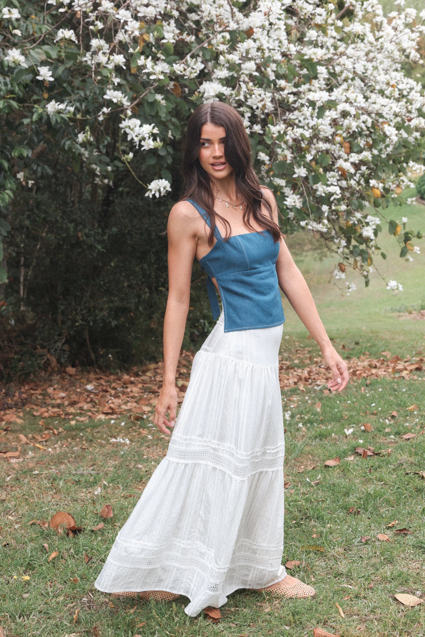 Peony Maxi Skirt White