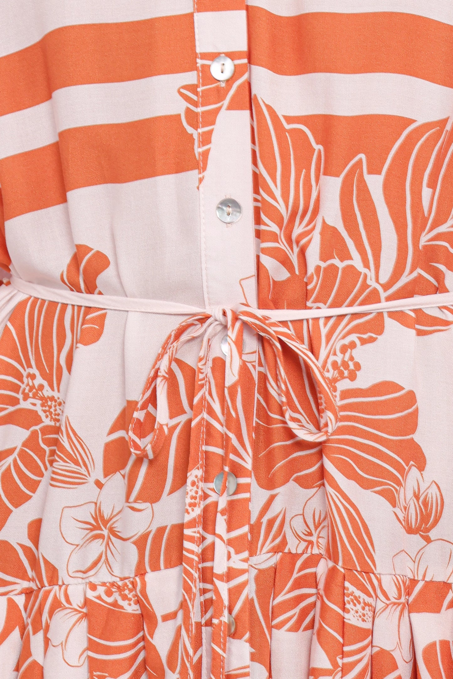 Jules Long Sleeve Dress White Orange