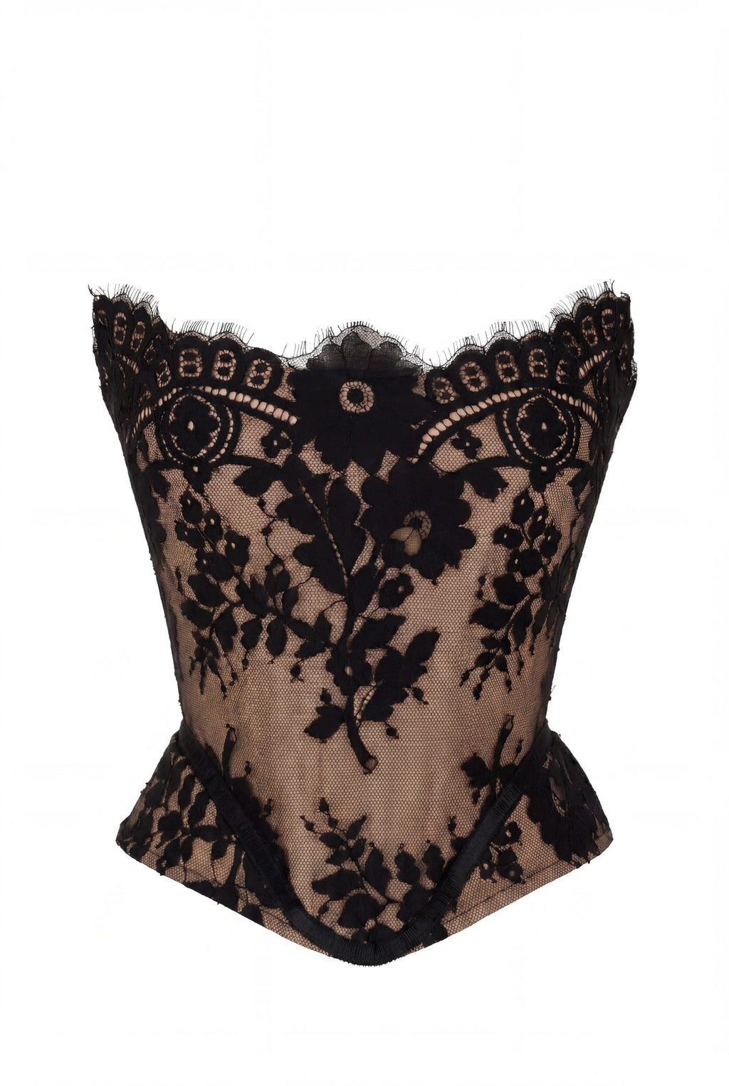 Beige corset with Chantilly lace