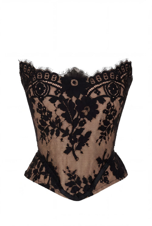 Beige corset with Chantilly lace