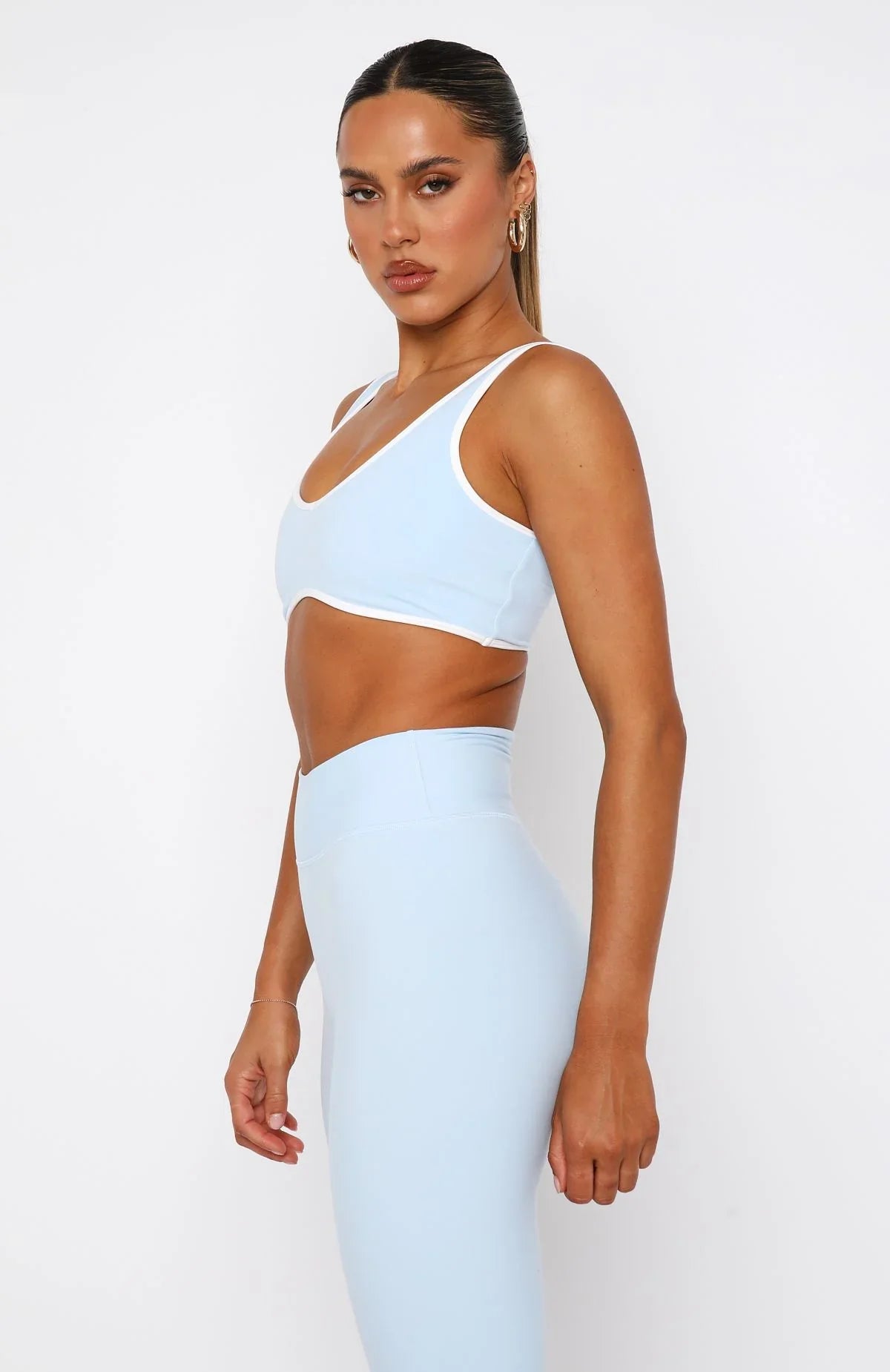 Ill Prove It Sports Crop Baby Blue White