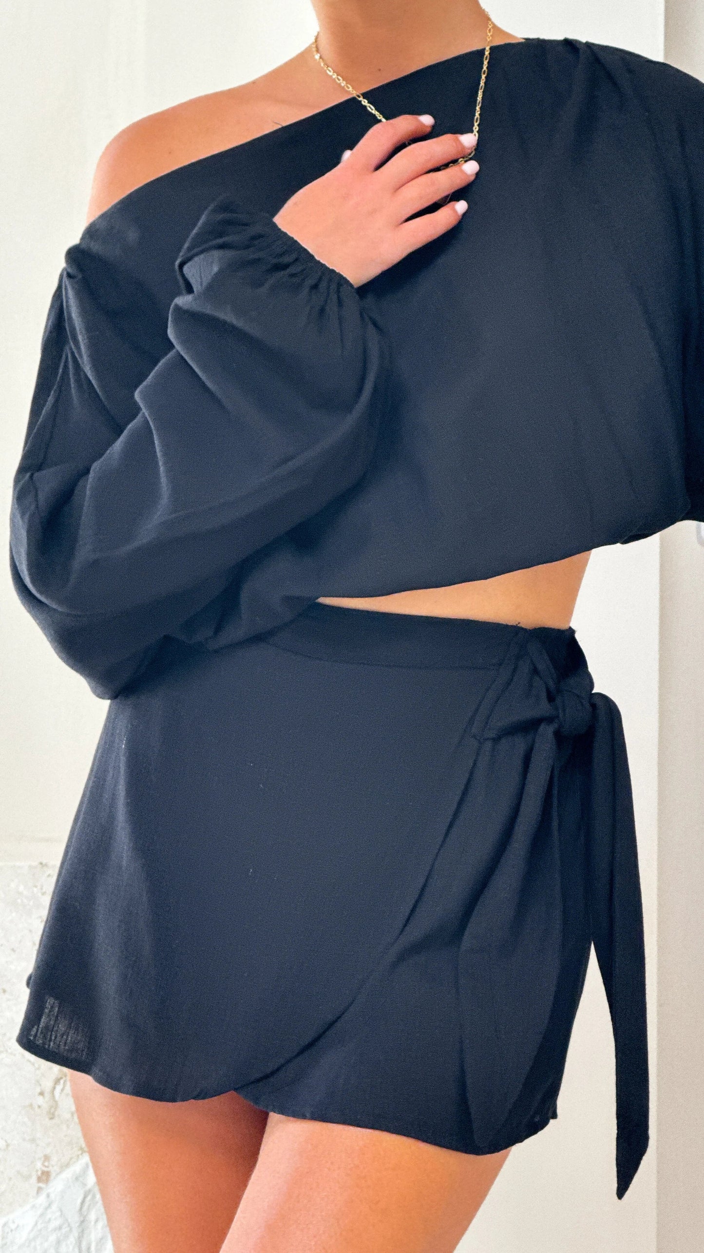 Ilara Wrap Skort Black