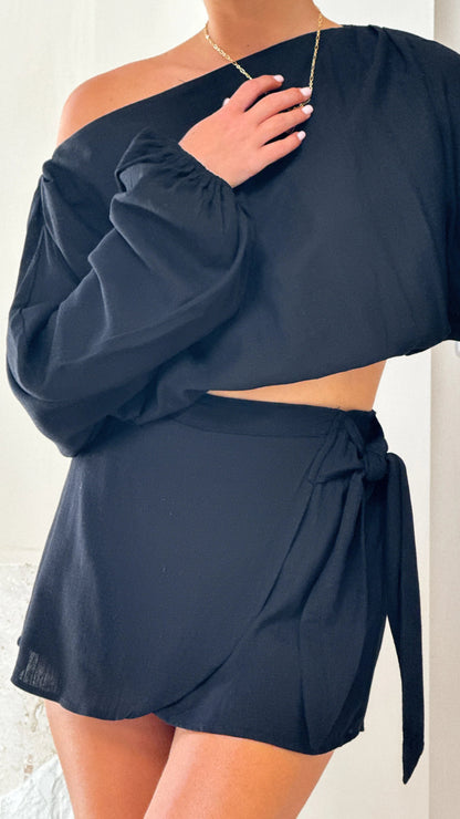Ilara Wrap Skort Black