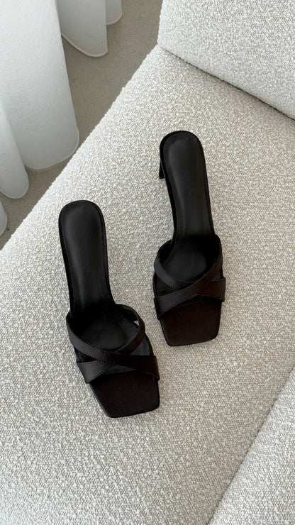 Kelsie Heels Black Satin