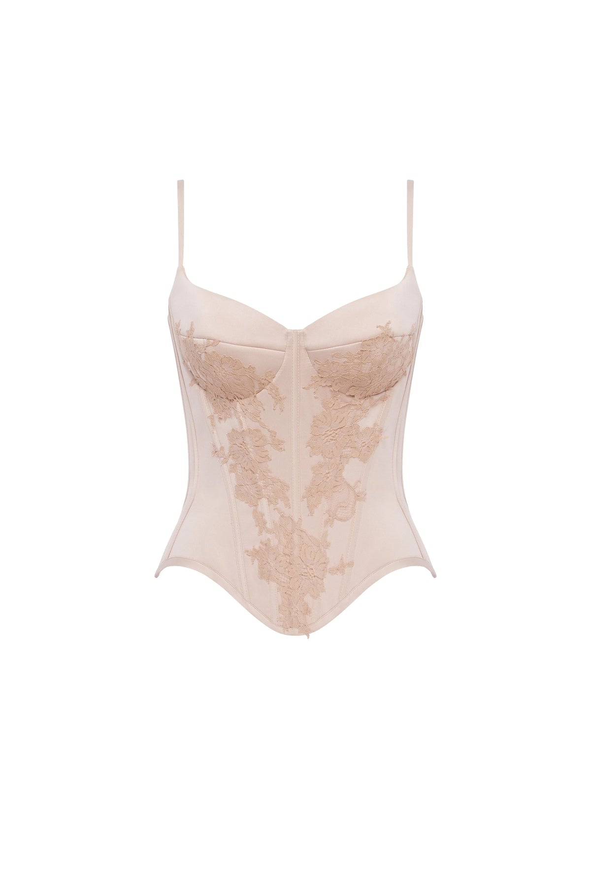 Beige sculpting lace corset Parisienne