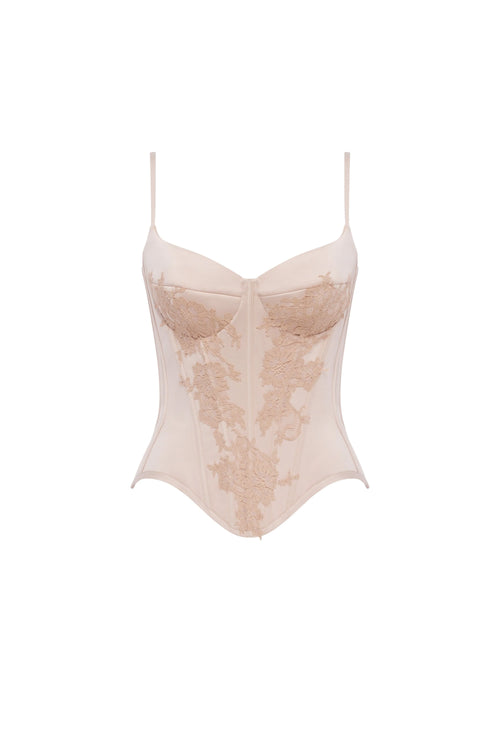 Beige sculpting lace corset Parisienne