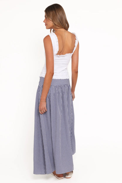 Laurita Maxi Skirt Navy Gingham