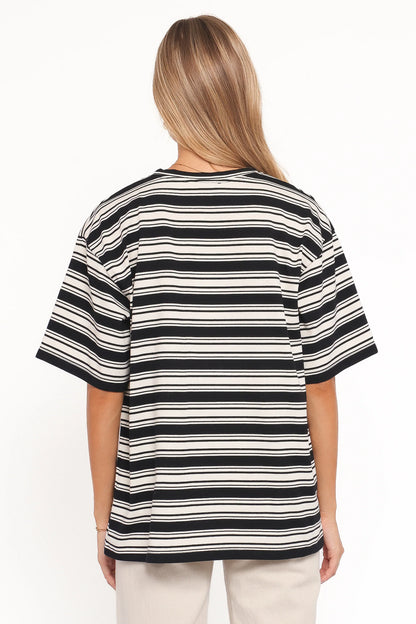 Zestora Tee Black Ivory Stripe