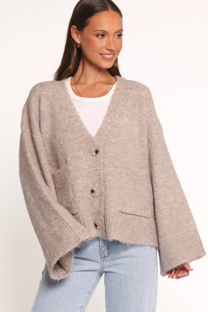 Fern Wide Sleeve Cardigan Mushroom