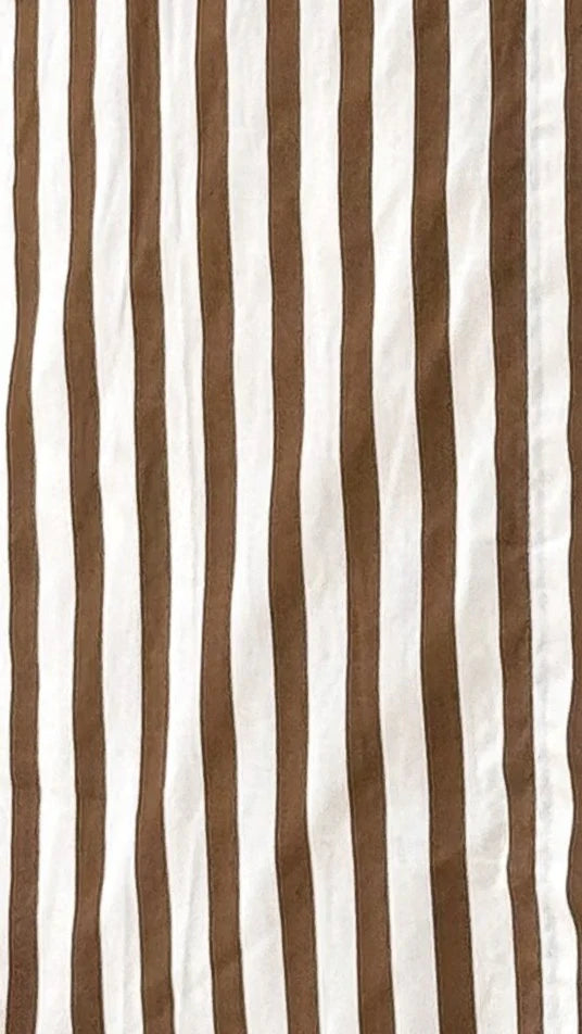 Zoah Long Sleeve Button Up Shirt Choc Champagne Stripe