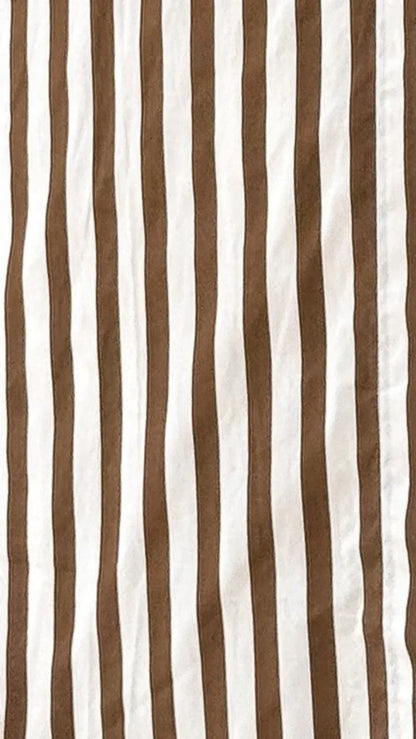 Zoah Long Sleeve Button Up Shirt Choc Champagne Stripe