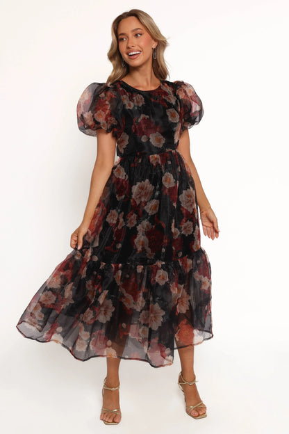 Elspeth Midi Dress Black Floral