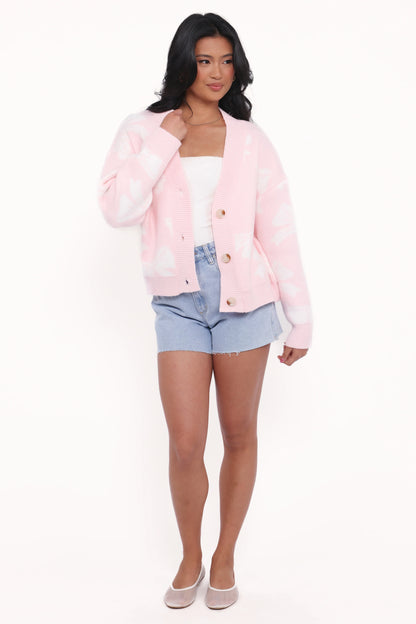 Wrenn Bow Knit Cardigan Soft Pink