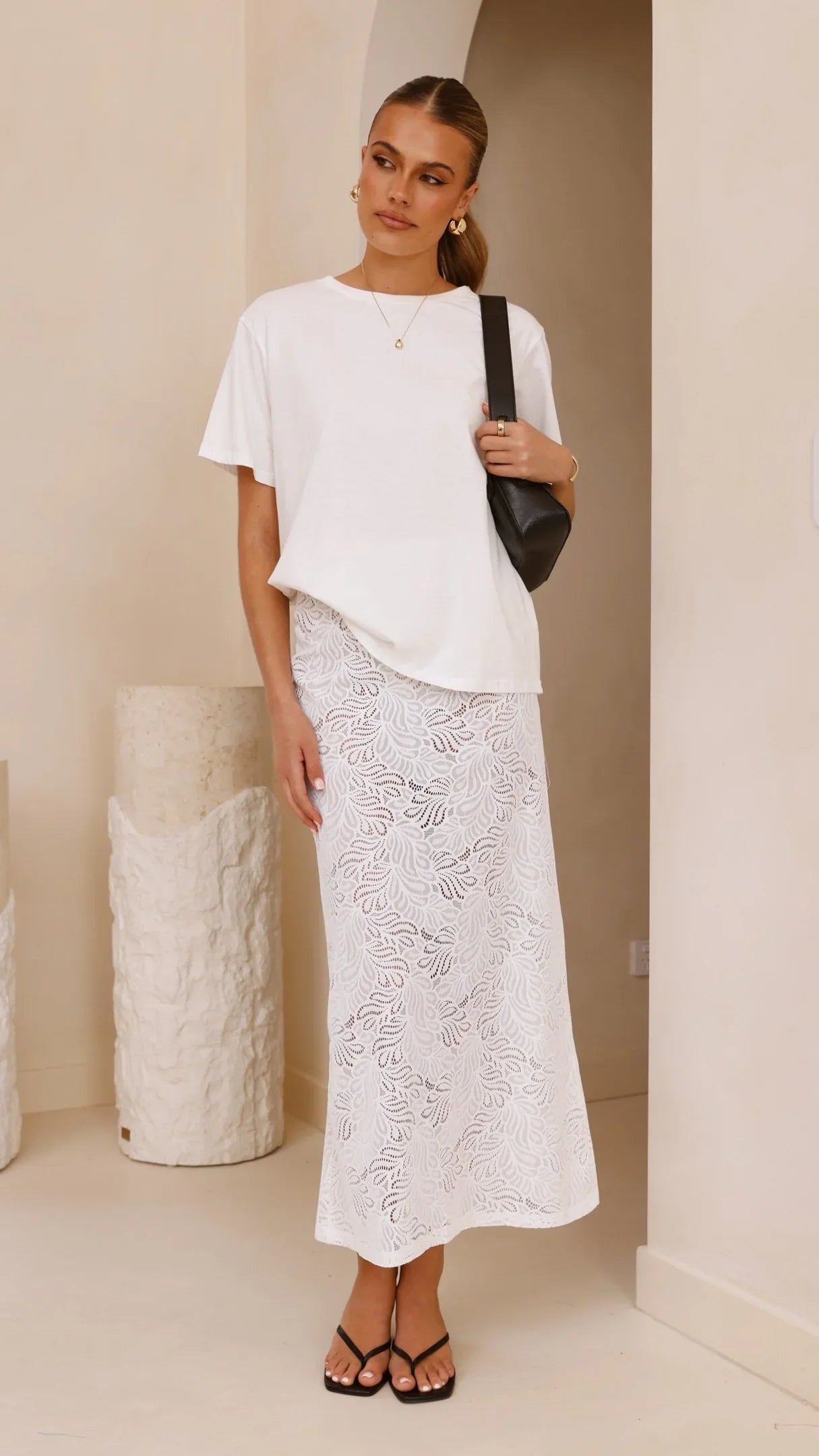 Louisa Lace Maxi Skirt White