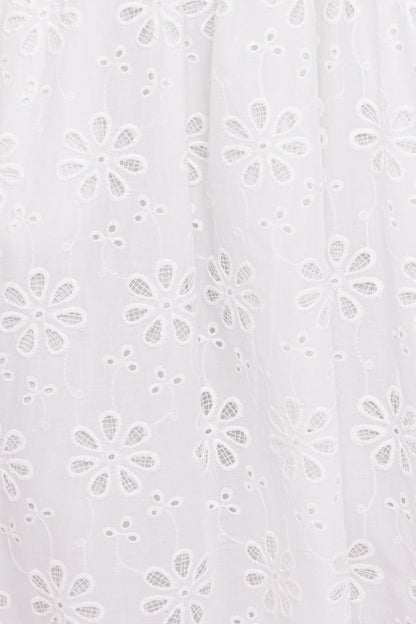 Clo Puff Sleeve Midi Dress White Broderie