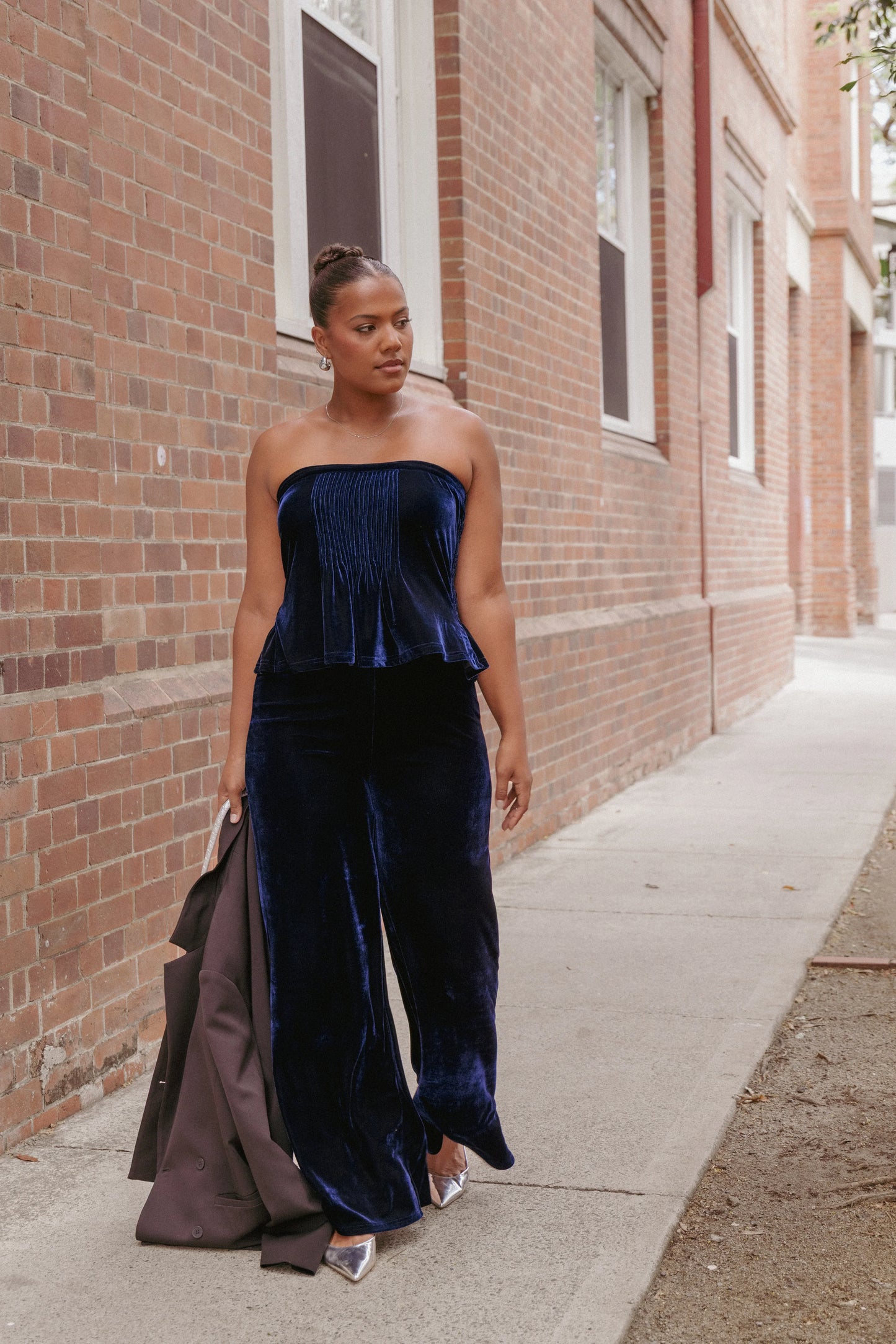 Sutton Strapless Pant Set Midnight Blue Velvet