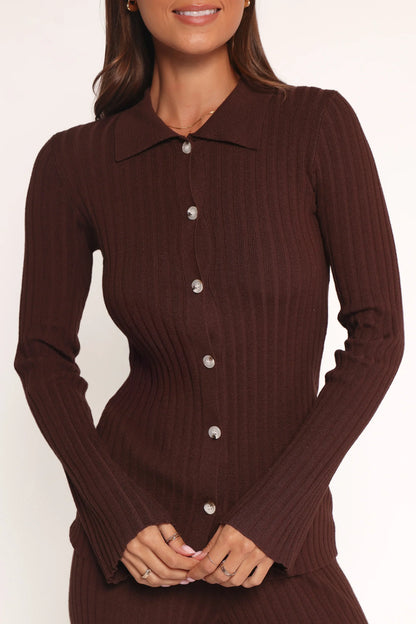 Aylia Ribbed Knit Set Chocolate