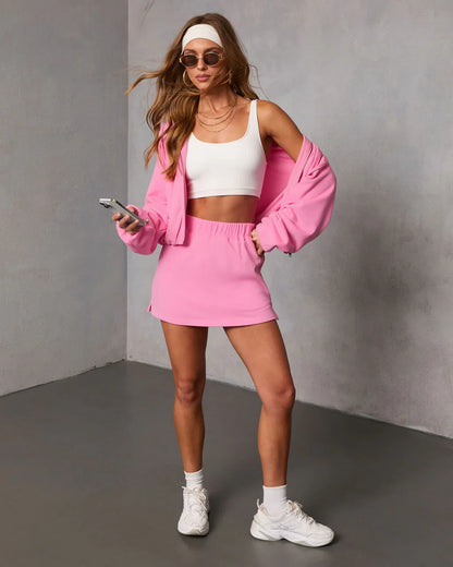 Soft Balance Drawstring Hood Zip Up Sweatshirt