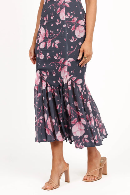 Ashton Midi Dress Steel Gray Floral