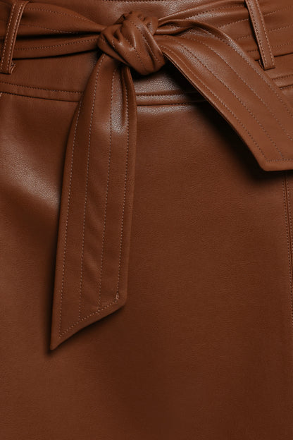 Adaline Faux Leather Midi Skirt Brown