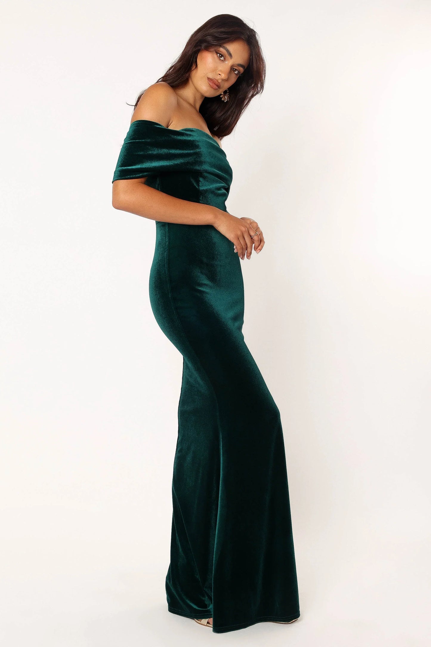 Adair Off Shoulder Maxi Dress Emerald Green