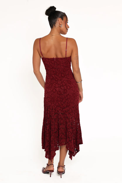 Lorde Midi Dress Burgundy Lace
