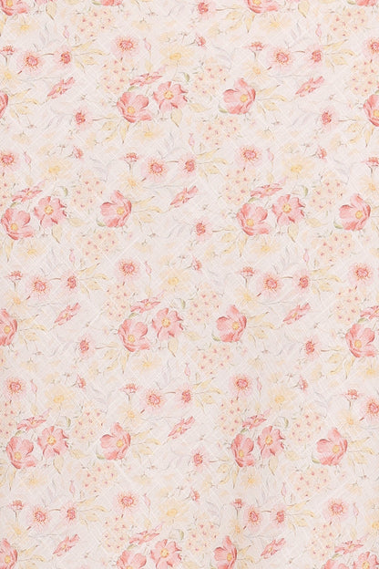 Kedra Tie Shoulder Top Peach Ditsy Floral