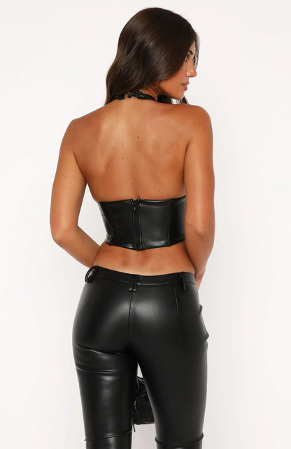 Dreams And Delights PU Bustier Black