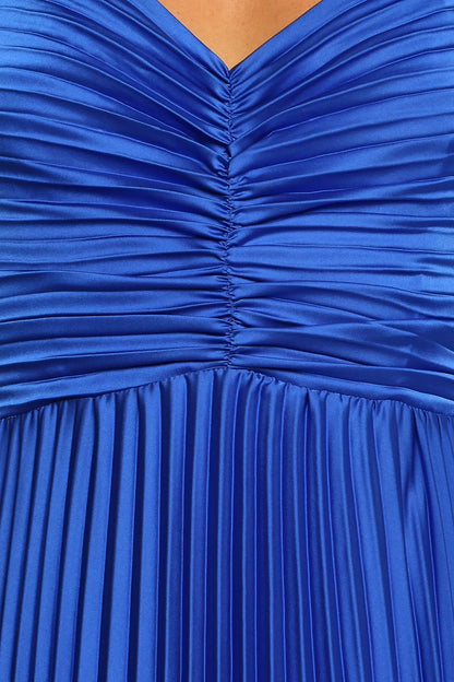 Naira Pleated Maxi Dress Blue