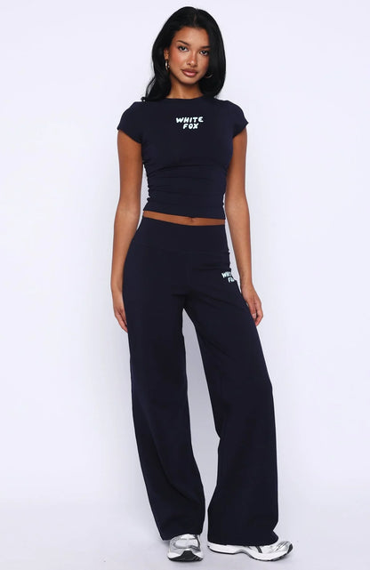 Break The Records Baby Tee Navy