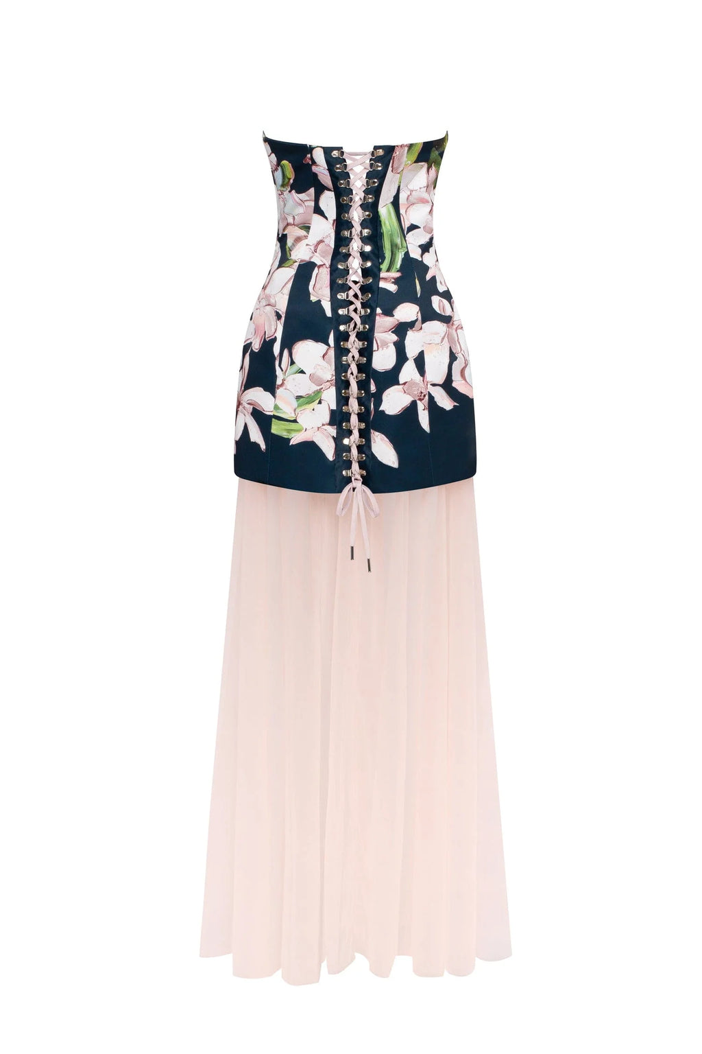 2 in 1 floral mini dress with a detachable light peach underskirt