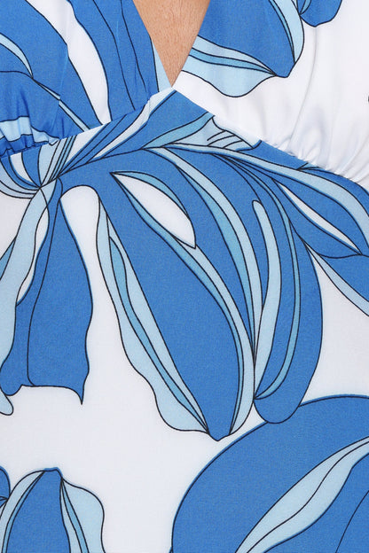 Minyama Halterneck Mini Dress Blue Palm