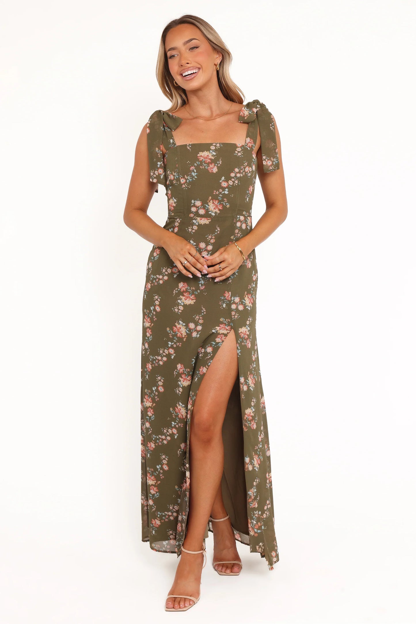 Renita Maxi Dress Olive Floral
