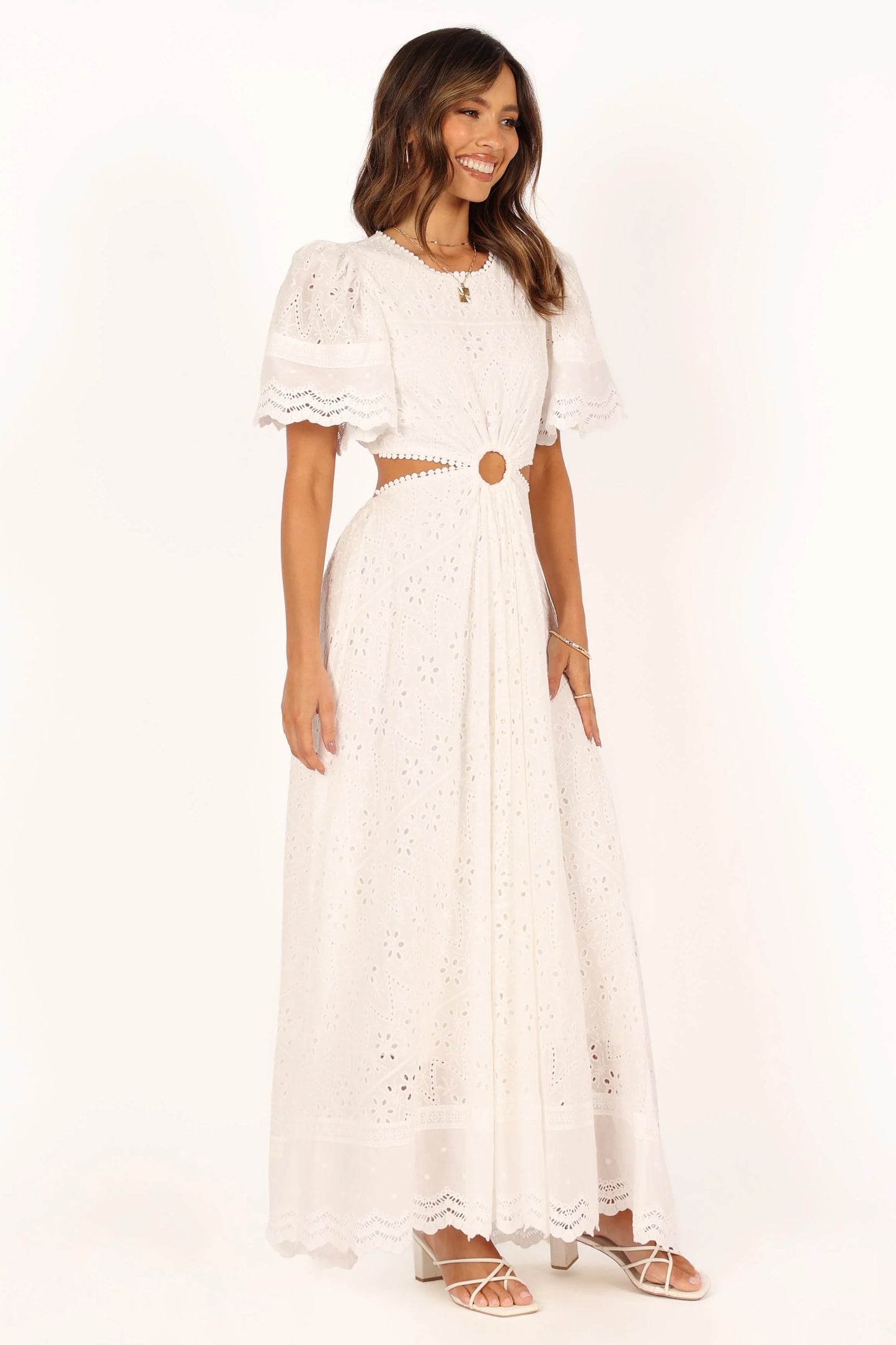 Merletto Cut Out Maxi Dress White