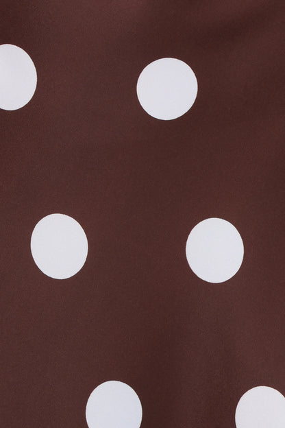 Remmie Strapless Maxi Dress Brown Polka Dot
