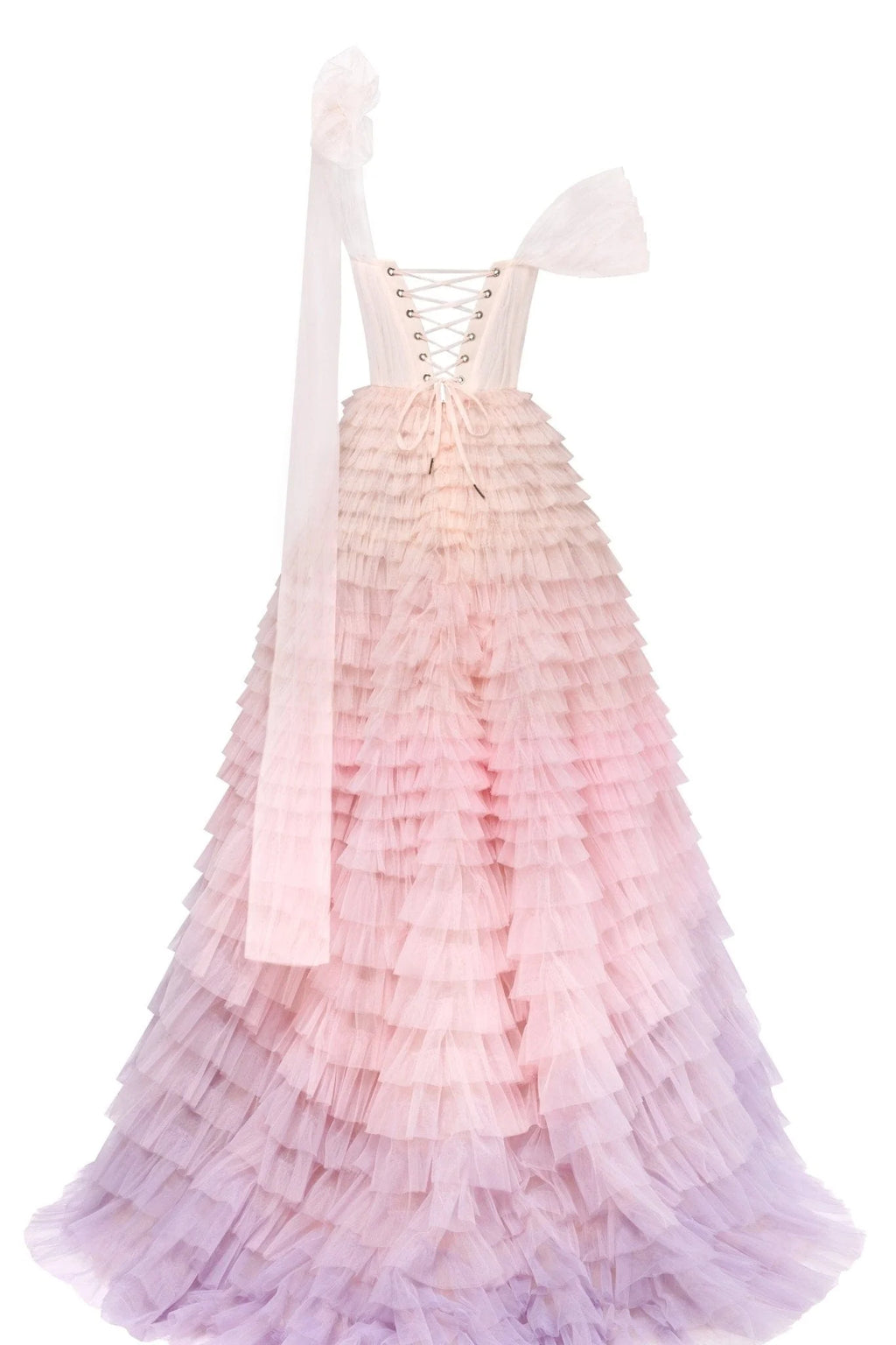 Charming ball gown with the frill layered ombre maxi skirt