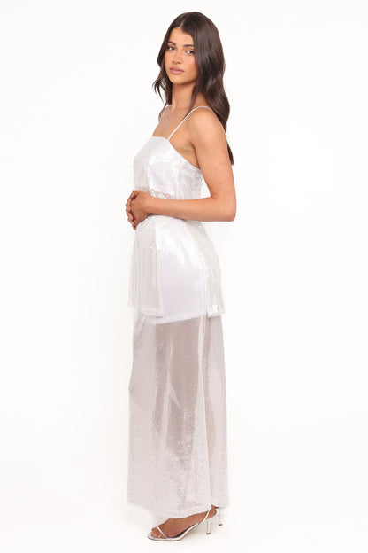 Vienne Sequin Skirt Set White Sequin