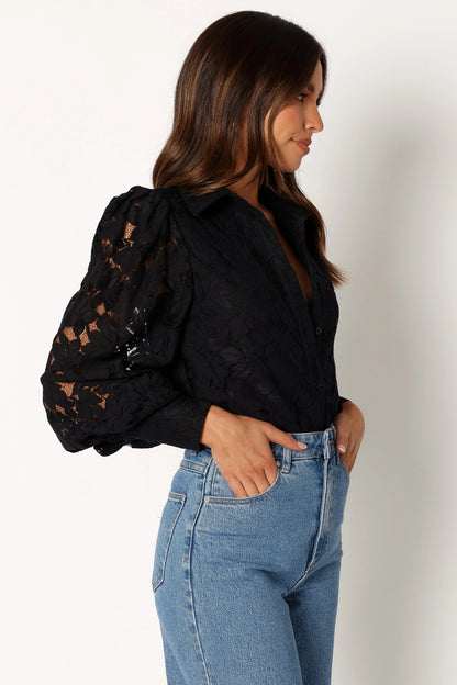 Tadeo Lace Shirt Black
