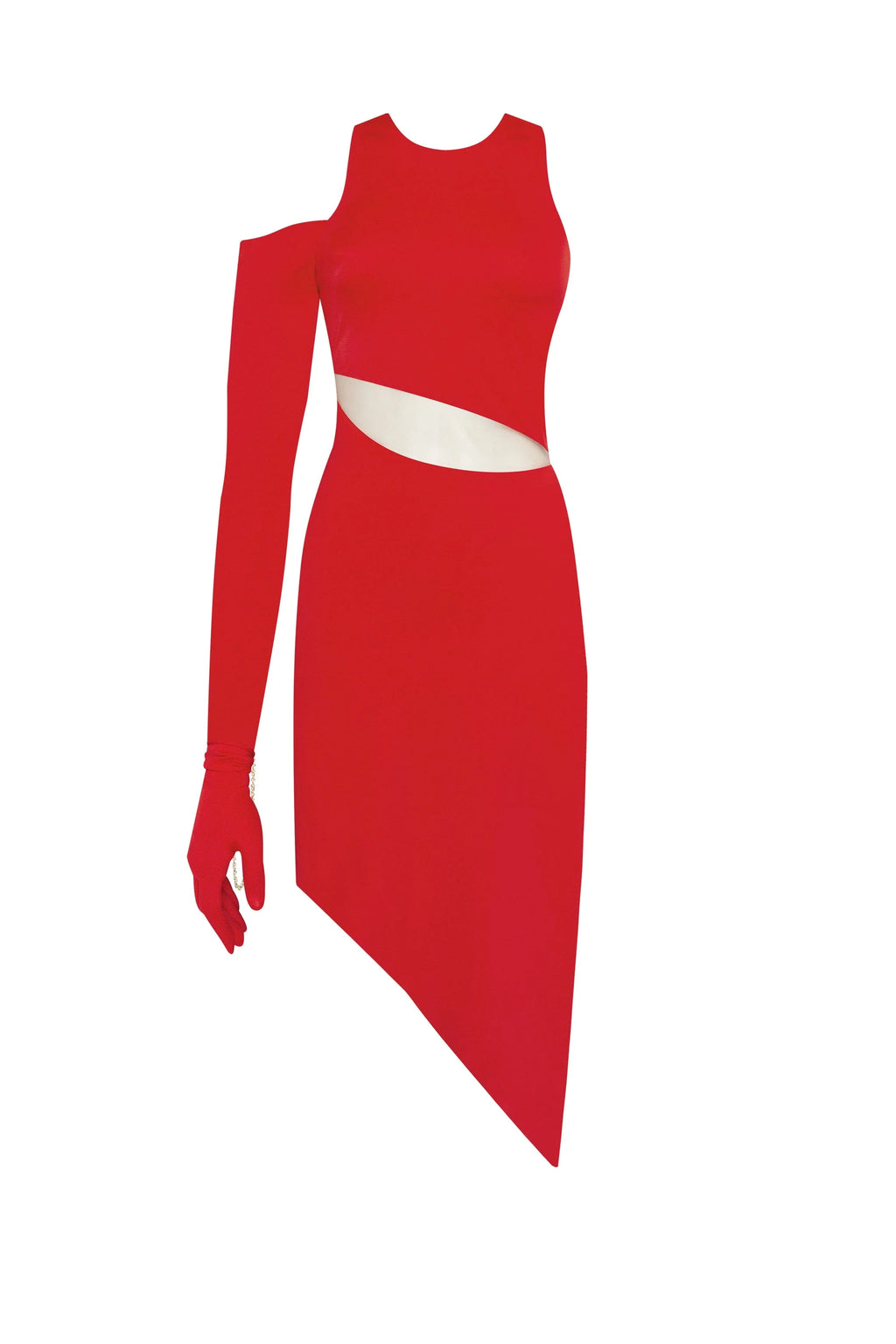 Jaw dropping asymmetric red midi dress Xo Xo