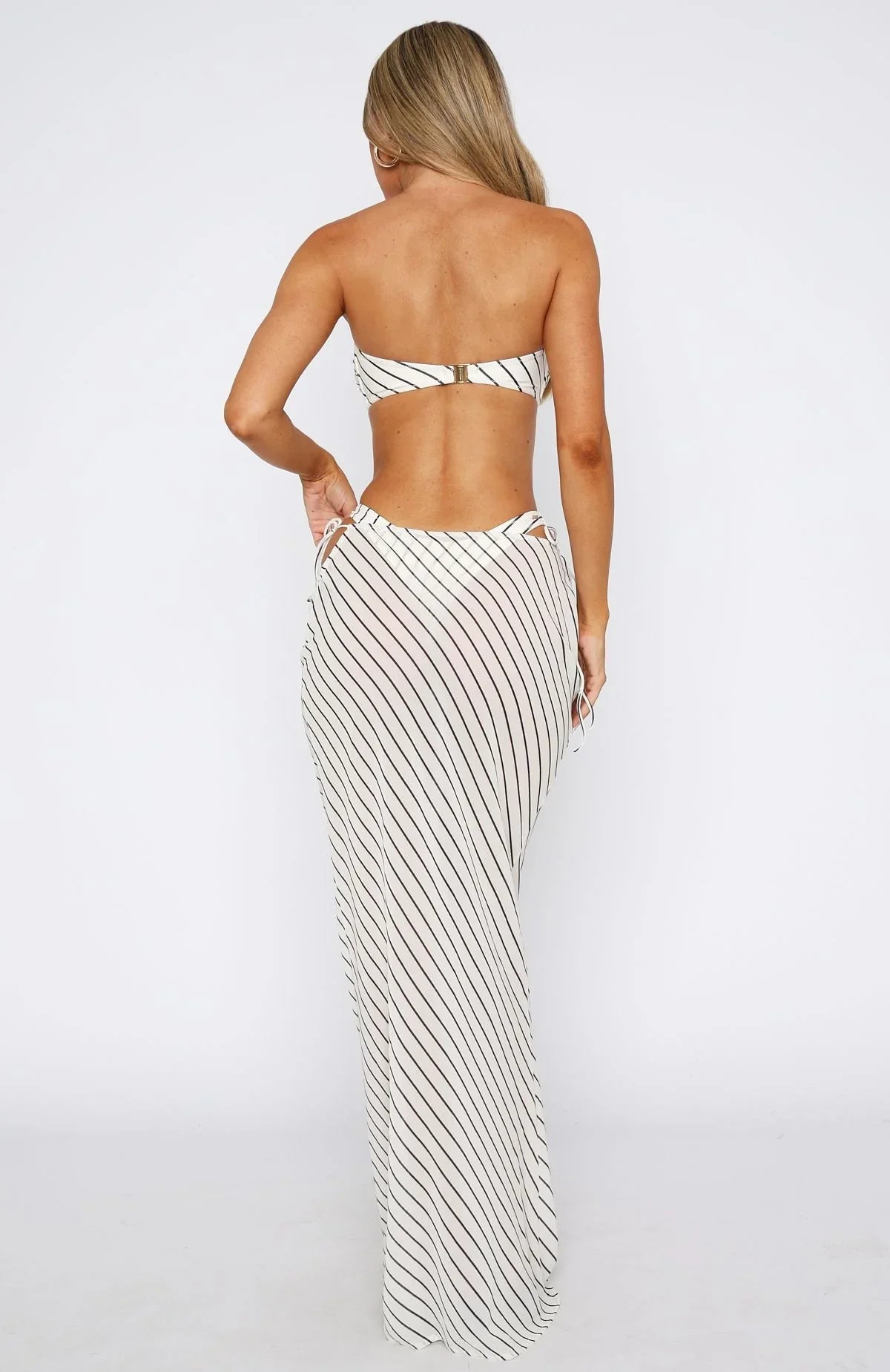 Luminous Maxi Skirt Cream Choc Stripe